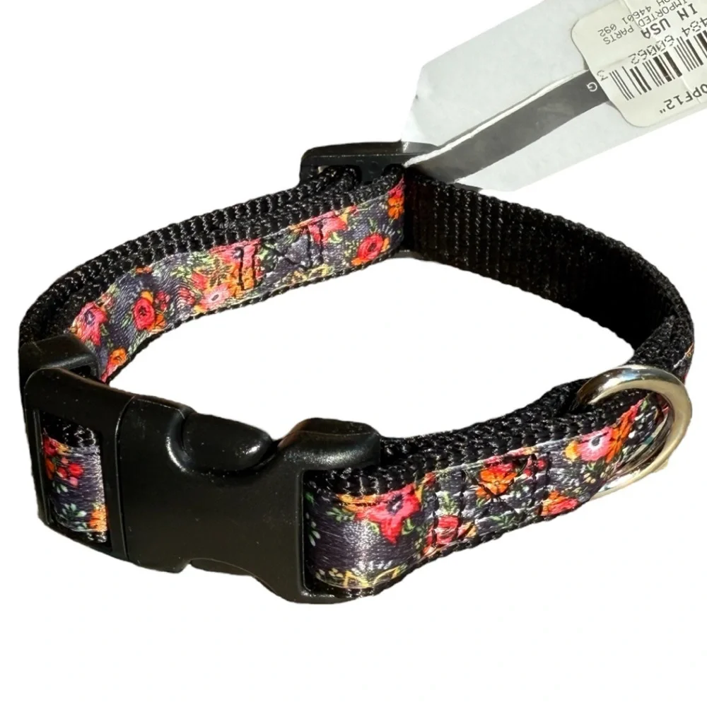 Floral Satin Adjustable XS - Small Dog Puppy Collar, Chihuahua Terrier Dachshund